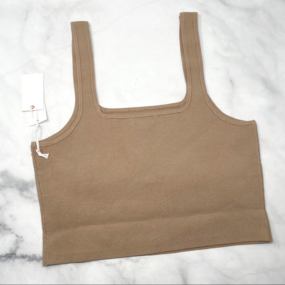 NWT Good American "Cupped Crop Top" Ribbed Knit Scoopneck Nude Bustier Plus 2X - Picture 3 of 12